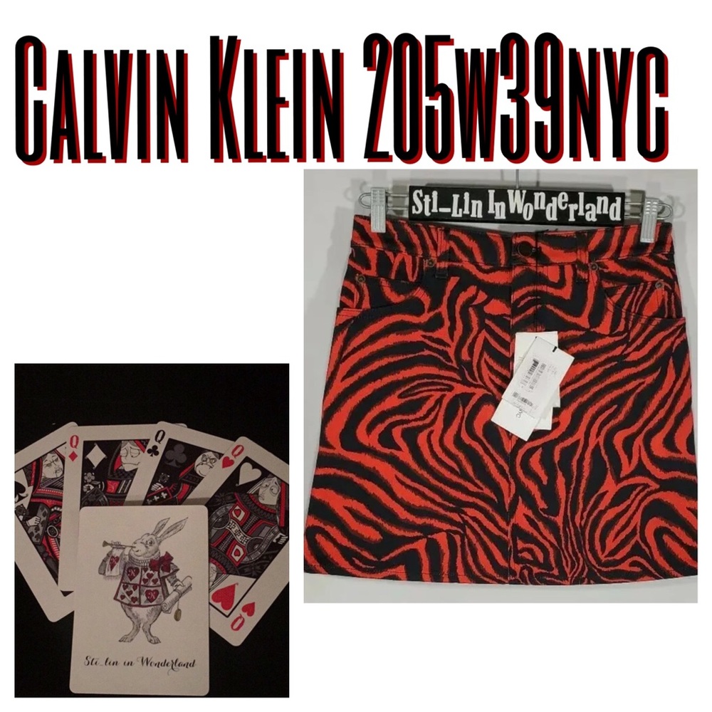 NEW Calvin Klein 205w39nyc Zebra Denim Skirt 28